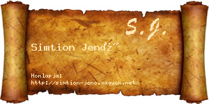 Simtion Jenő névjegykártya